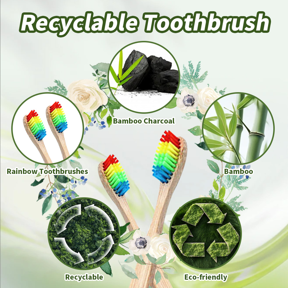 แปรงสีฟันไม้ไผ่สีรุ้ง 10 แพ็คย - Bamboo Toothbrush บทวิจารณ์และราคา