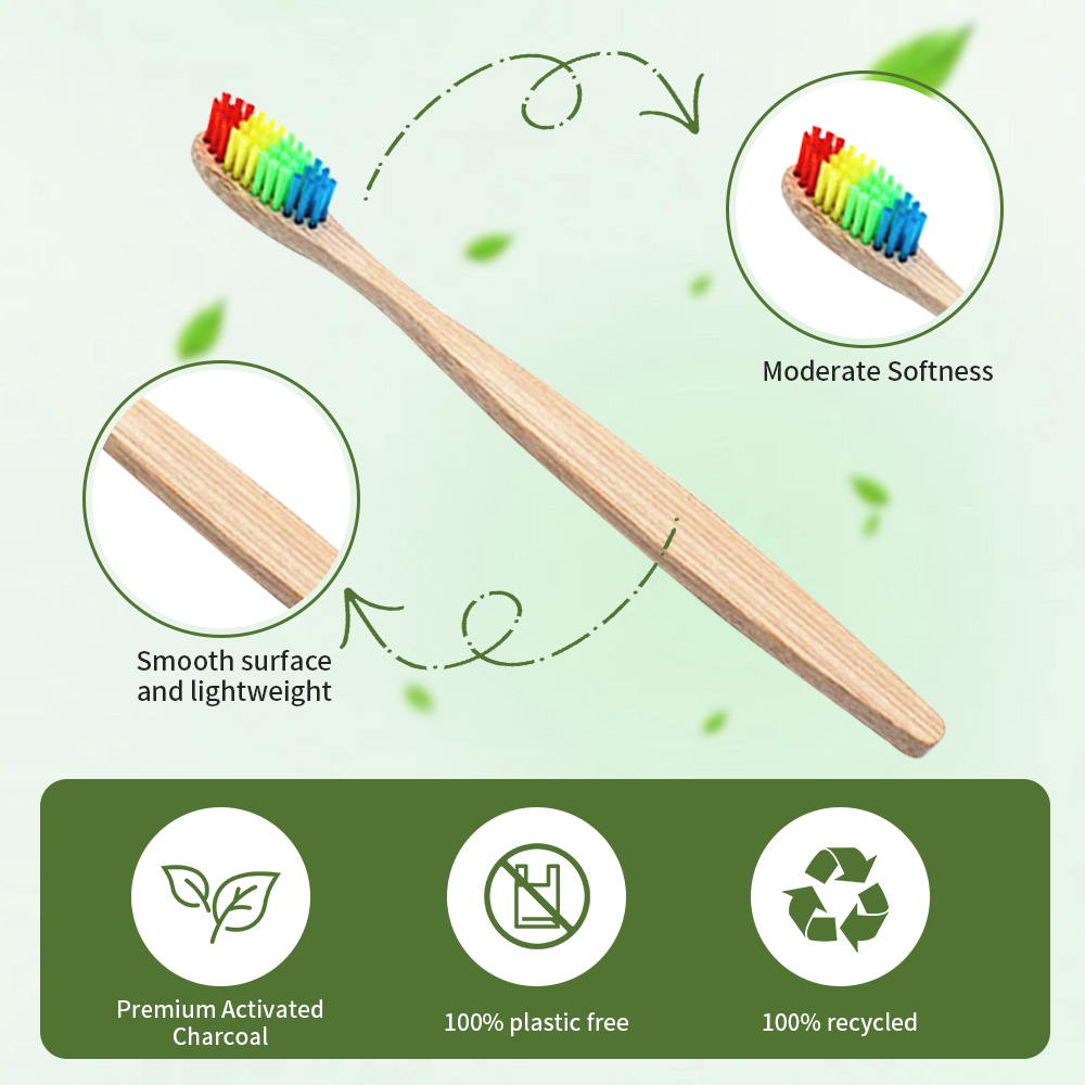 แปรงสีฟันไม้ไผ่สีรุ้ง 10 แพ็คย - Bamboo Toothbrush บทวิจารณ์และราคา