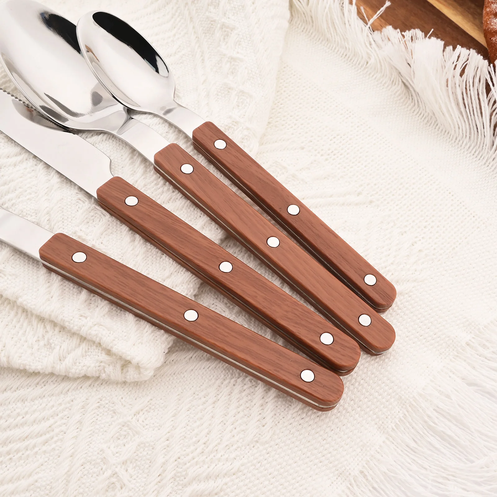 5/20 ชิ้นเลียนแบบไม้เงินชุดอาห - Bamboo Cutlery บทวิจารณ์และราคา